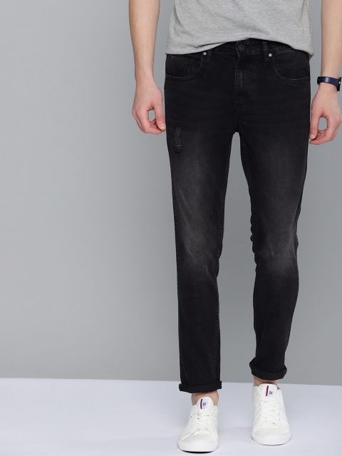 

Mast & Harbour Men Black Skinny Fit Mid-Rise Low Distress Stretchable Jeans