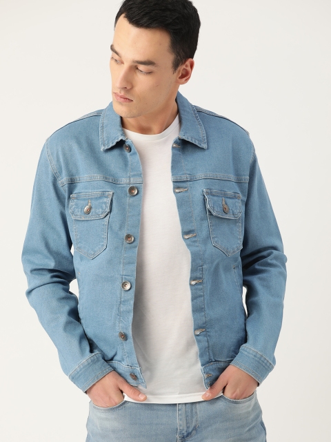 

United Colors of Benetton Men Blue Solid Denim Jacket