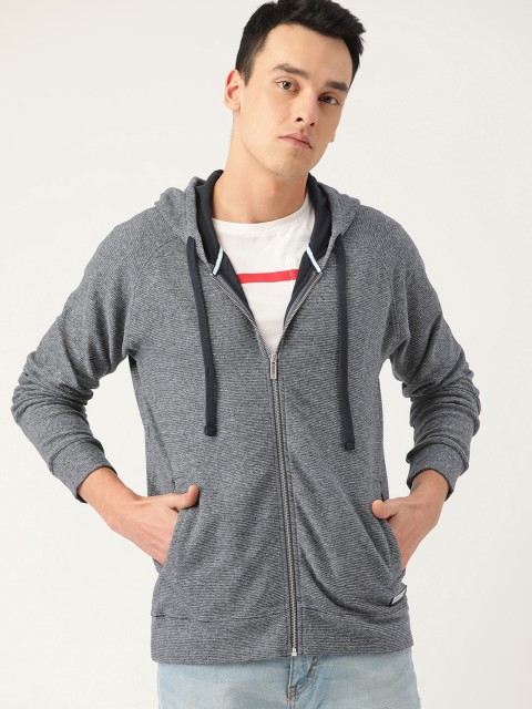 

United Colors of Benetton Men Grey Solid Hooded Sweatshirt