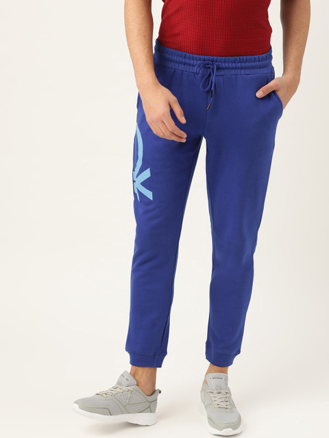 

United Colors of Benetton Men Blue Solid Fleece Joggers