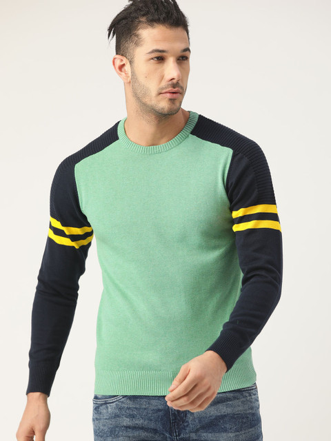

United Colors of Benetton Men Green Solid Pullover