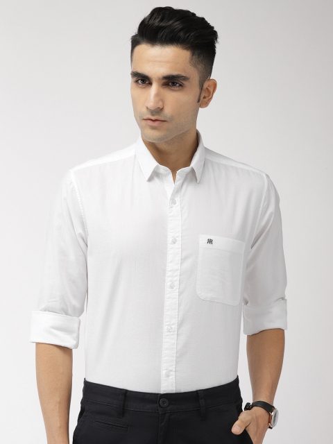 

Raymond Men White Slim Fit Solid Smart Casual Shirt
