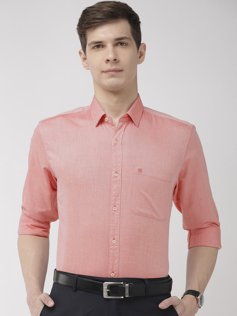 

Raymond Men Coral Red Slim Fit Solid Formal Shirt