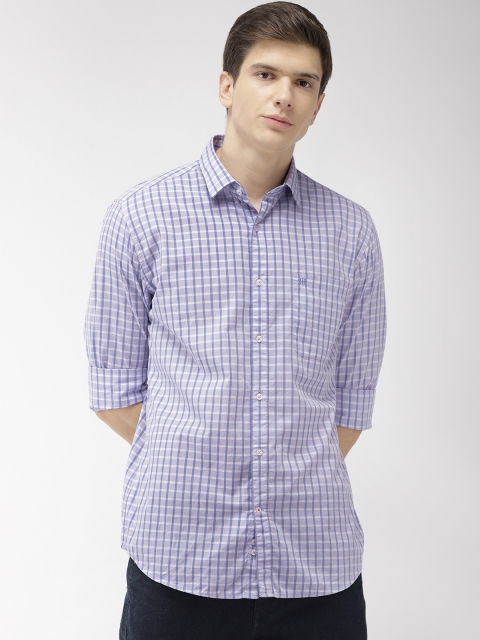 

Raymond Men Lavender & Blue Slim Fit Checked Casual Shirt