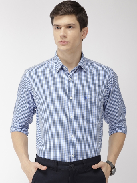 

Raymond Men Blue & White Slim Fit Checked Casual Shirt