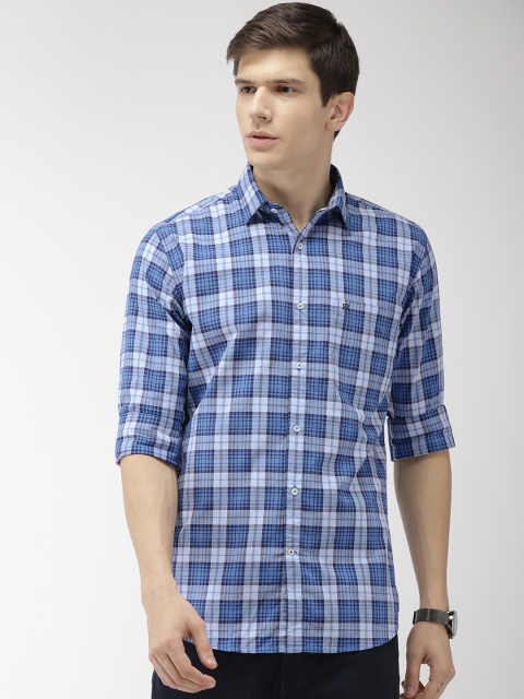 

Raymond Men Blue & Grey Slim Fit Checked Casual Shirt