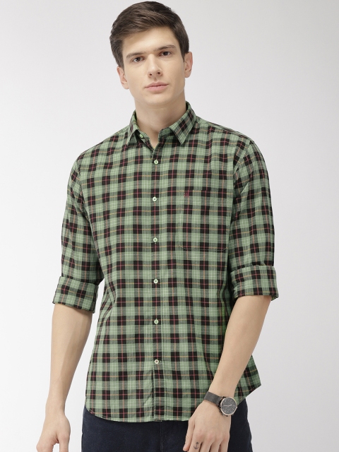 

Raymond Men Green & Black Slim Fit Checked Casual Shirt
