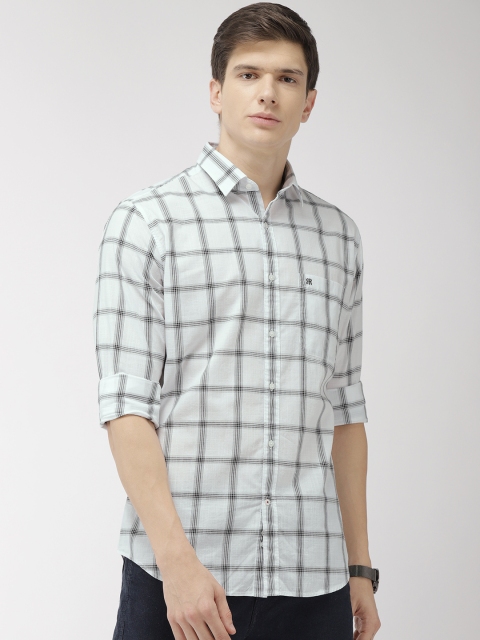 

Raymond Men White & Black Slim Fit Checked Casual Shirt