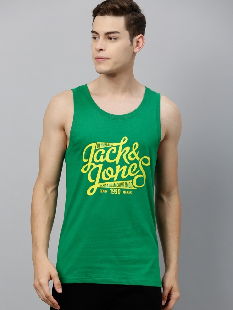 

Jack & Jones Men Green & Yellow Printed Gym Innerwear Vest 2009418015