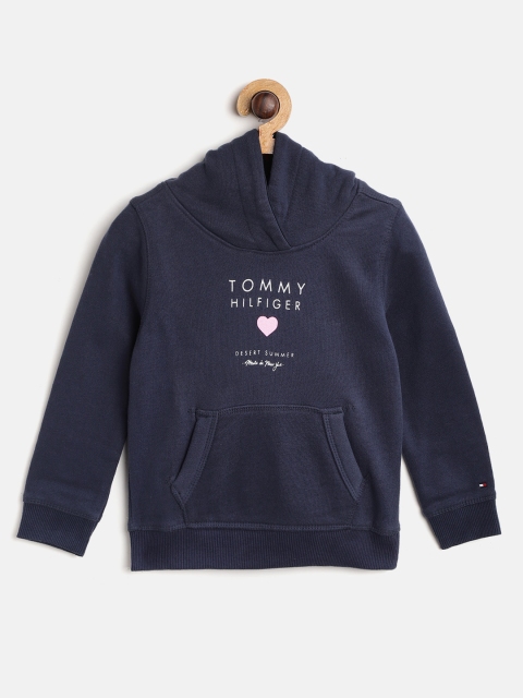 

Tommy Hilfiger Girls Navy Blue Printed Detail Hooded Sweatshirt