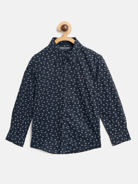 

Tommy Hilfiger Boys Navy Blue & White Regular Fit Printed Casual Shirt