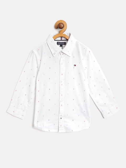 

Tommy Hilfiger Boys White & Blue Regular Fit Self Design Casual Shirt