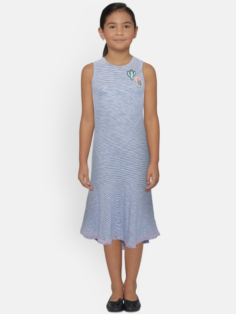 

Tommy Hilfiger Girls Blue & White Striped A-Line Dress