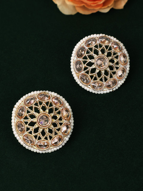 

Rubans Gold-Toned & White Classic Studs