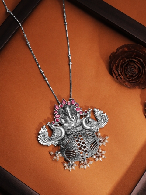 

Rubans Oxidised Silver Plated Hand Crafted Statement Oxidised Necklace