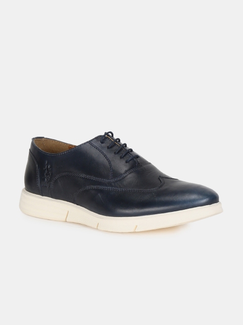 

U.S. Polo Assn. Men Navy Blue Leather Brogues