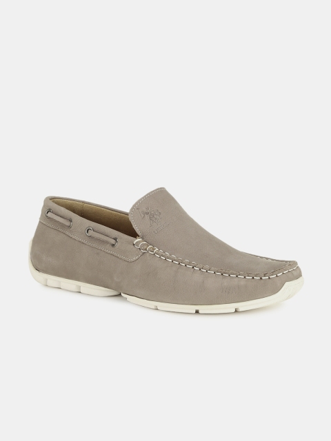 

U.S. Polo Assn. Men Taupe Leather Solid Driving Shoes