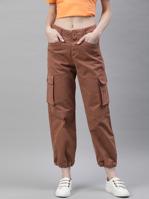 

Moda Rapido Women Rust Brown Regular Fit Solid Regular Trousers