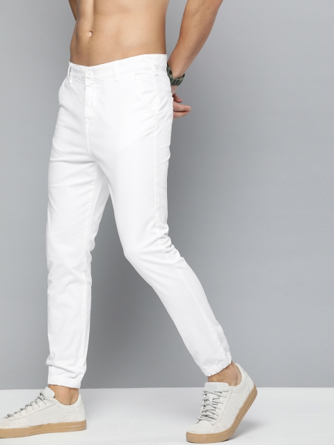 

HERE&NOW Men White Jogger Fit Mid-Rise Clean Look Stretchable Jeans