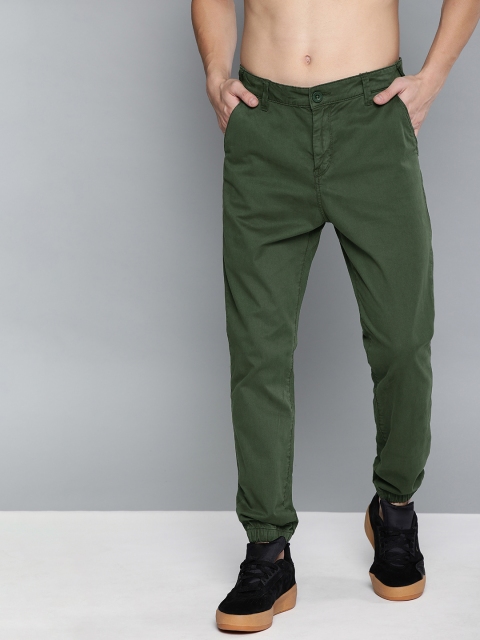 

HERE&NOW Men Green Regular Fit Solid Joggers