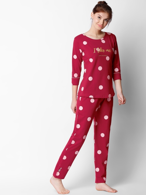 

I like me Women Red Printed Night Suit