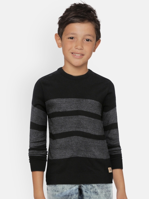 

Nins Moda Boys Black & Charcoal Grey Striped Sweater