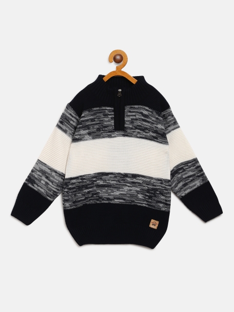 

Nins Moda Boys Charcoal Grey & White Colourblocked Sweater