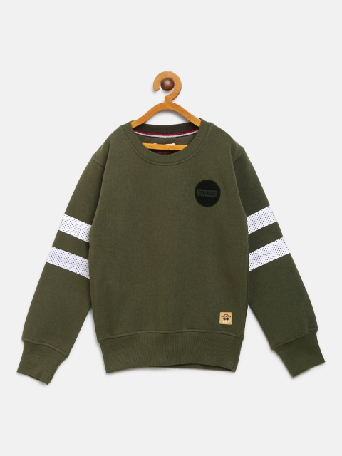 

Nins Moda Boys Olive Green Solid Sweatshirt