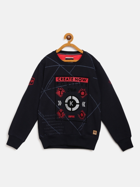 

Nins Moda Boys Navy Blue Printed Sweatshirt