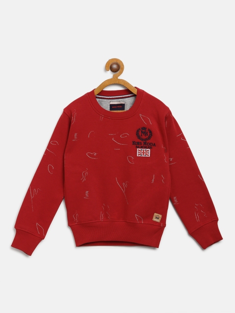 

Nins Moda Boys Maroon Printed Sweatshirt