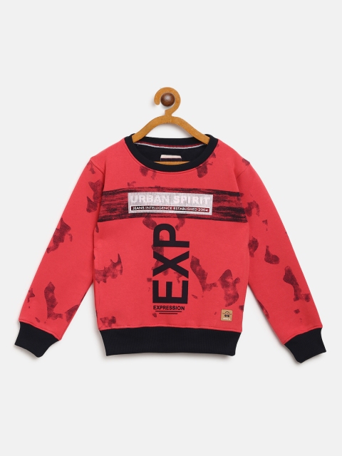 

Nins Moda Boys Coral Pink & Navy Printed Sweatshirt
