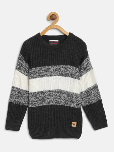 

Nins Moda Boys Charcoal Grey & White Striped Sweater