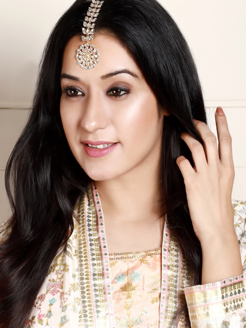 

Rubans Women Gold-Plated Handcrafted Kundan Studded Maang Tikka