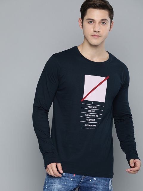 

Kook N Keech Men Navy Blue Printed Round Neck T-shirt
