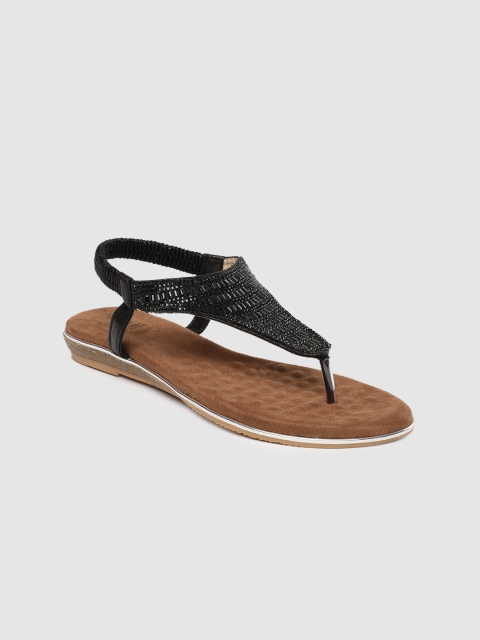

Tresmode Women Black Solid T-Strap Flats