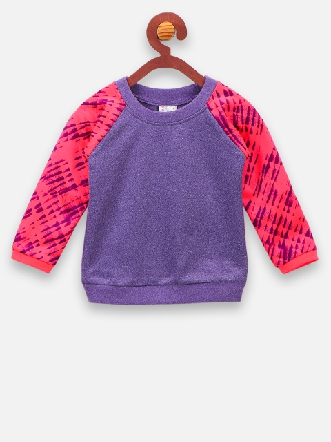 

LilPicks Kids Purple & Neon Pink Solid Pullover Sweatshirt