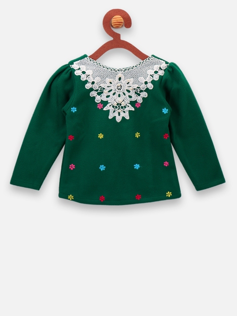 

LilPicks Girls Green Embroidered Top