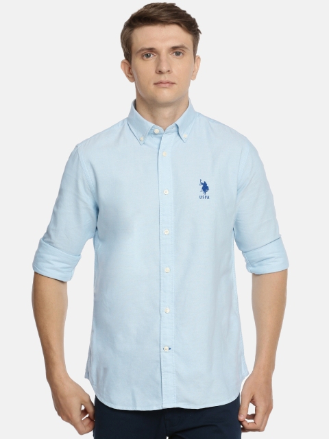 

U.S. Polo Assn. Men Blue Tailored Slim Fit Solid Casual Shirt