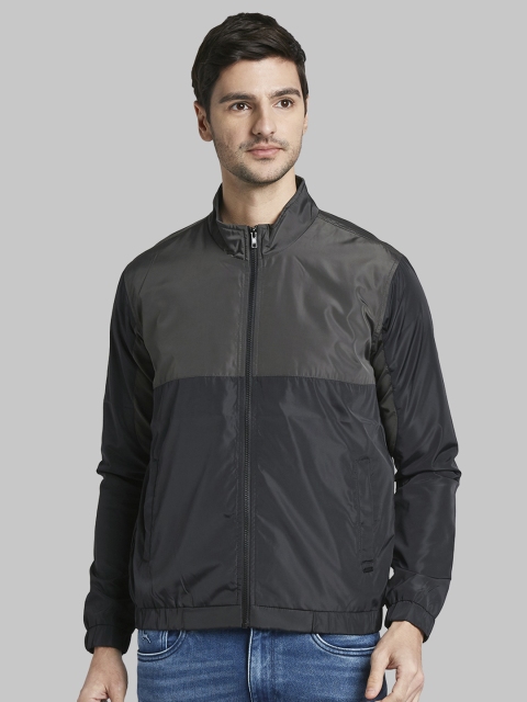 

Parx Men Grey & Black Colourblocked Bomber Jacket