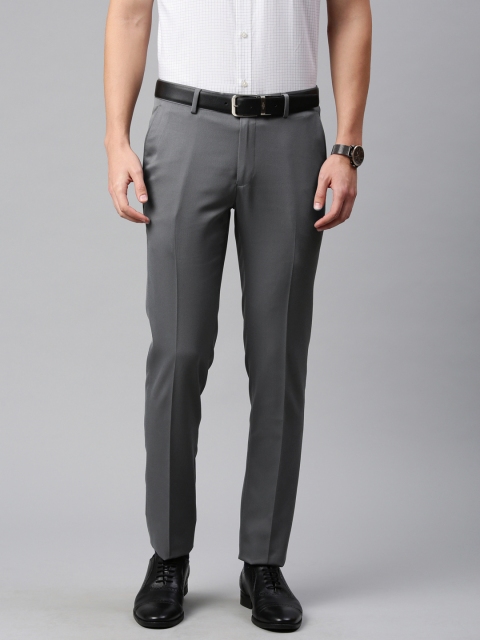 

Peter England Men Grey Neo-Slim Fit Solid Formal Trousers
