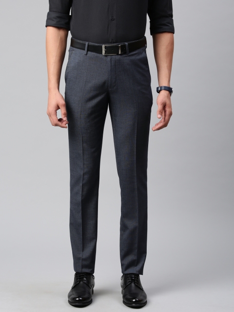 

Peter England Men Grey Neo-Slim Fit Self Design Formal Trousers