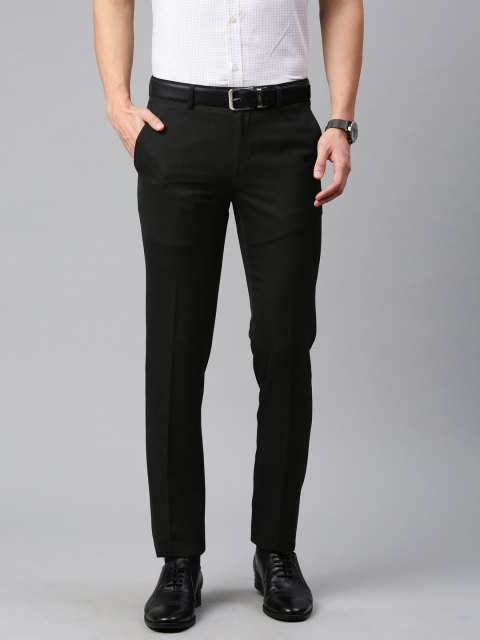 

Peter England Men Charcoal Neo-Slim Fit Solid Formal Trousers
