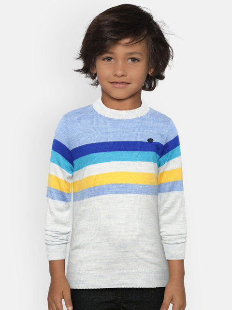 

Duke Boys Grey Melange & Blue Striped Sweater