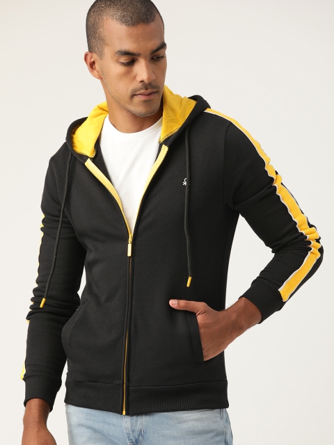 

United Colors of Benetton Men Black Solid Hooded Sweatshirt