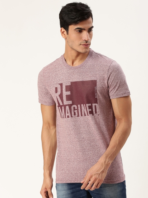

United Colors of Benetton Men Burgundy Printed T-Shirt