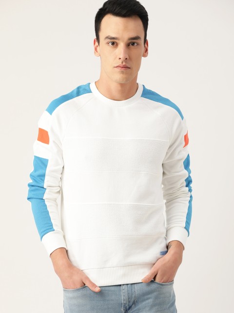 

United Colors of Benetton Men White Panelled Sweatshirt