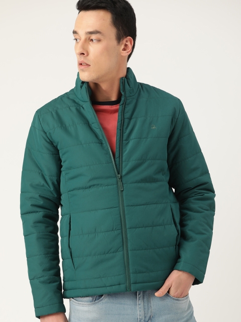 

United Colors of Benetton Men Teal Green Solid Padded Jacket