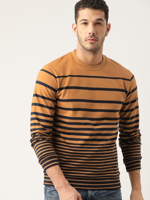 

United Colors of Benetton Men Brown & Navy Striped Sweatshirt