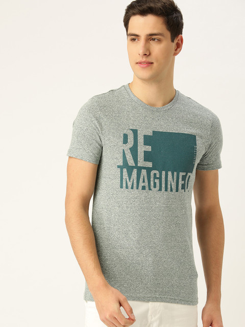 

United Colors of Benetton Men Green Printed Round Neck T-shirt