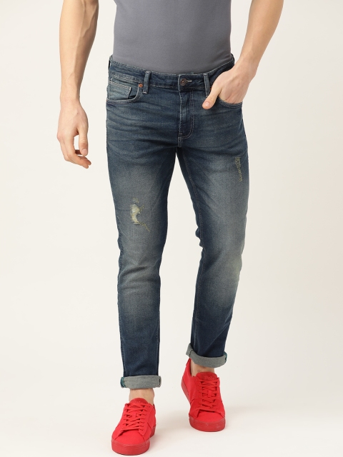 

United Colors of Benetton Men Navy Blue Skinny Fit Mildly Distressed Stretchable Jeans